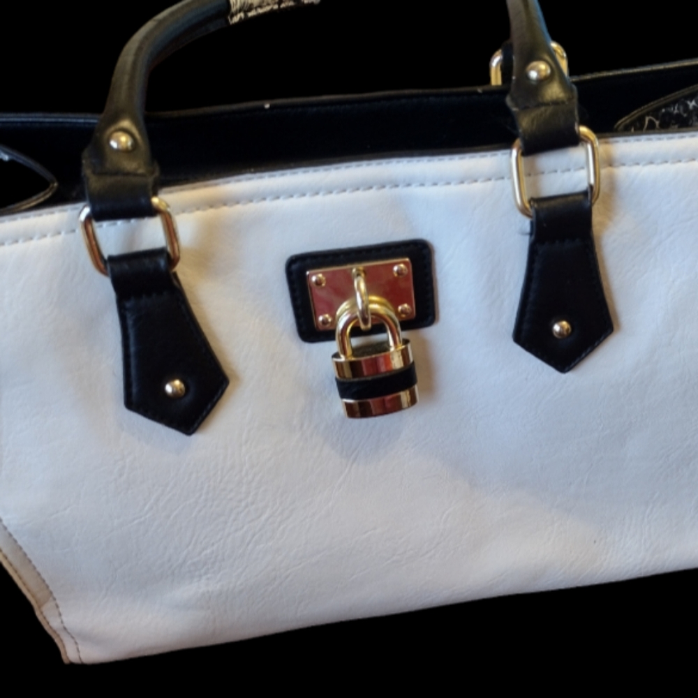 Target brand handbag Black/white and snake skin sides gold hardware